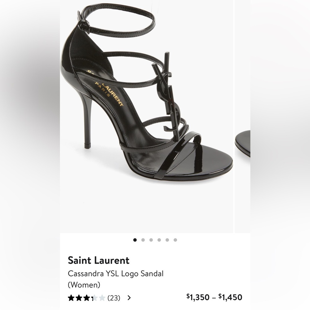 Saint Laurent Glossy Black Strappy Heels